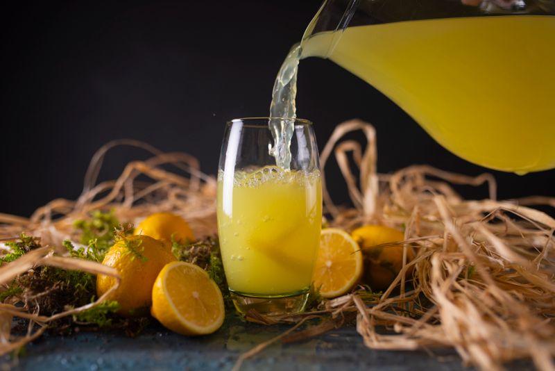 Fresh lemonade in a tall glass